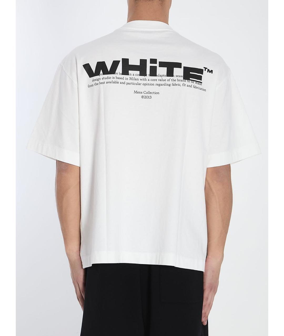 OFF-WHITE Белая хлопковая футболка, фото 4