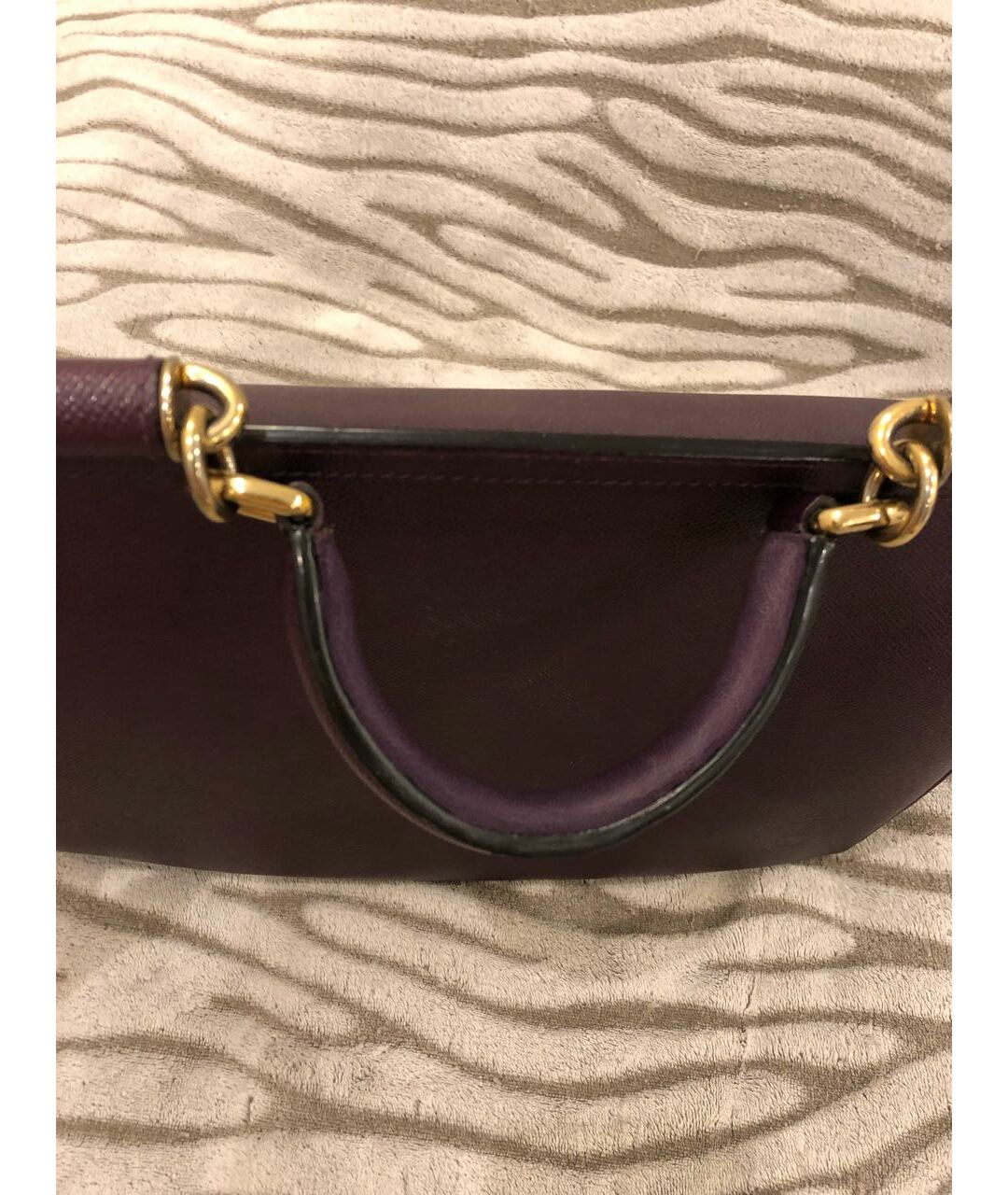DOLCE&GABBANA Фиолетовая кожаная сумка тоут, фото 5