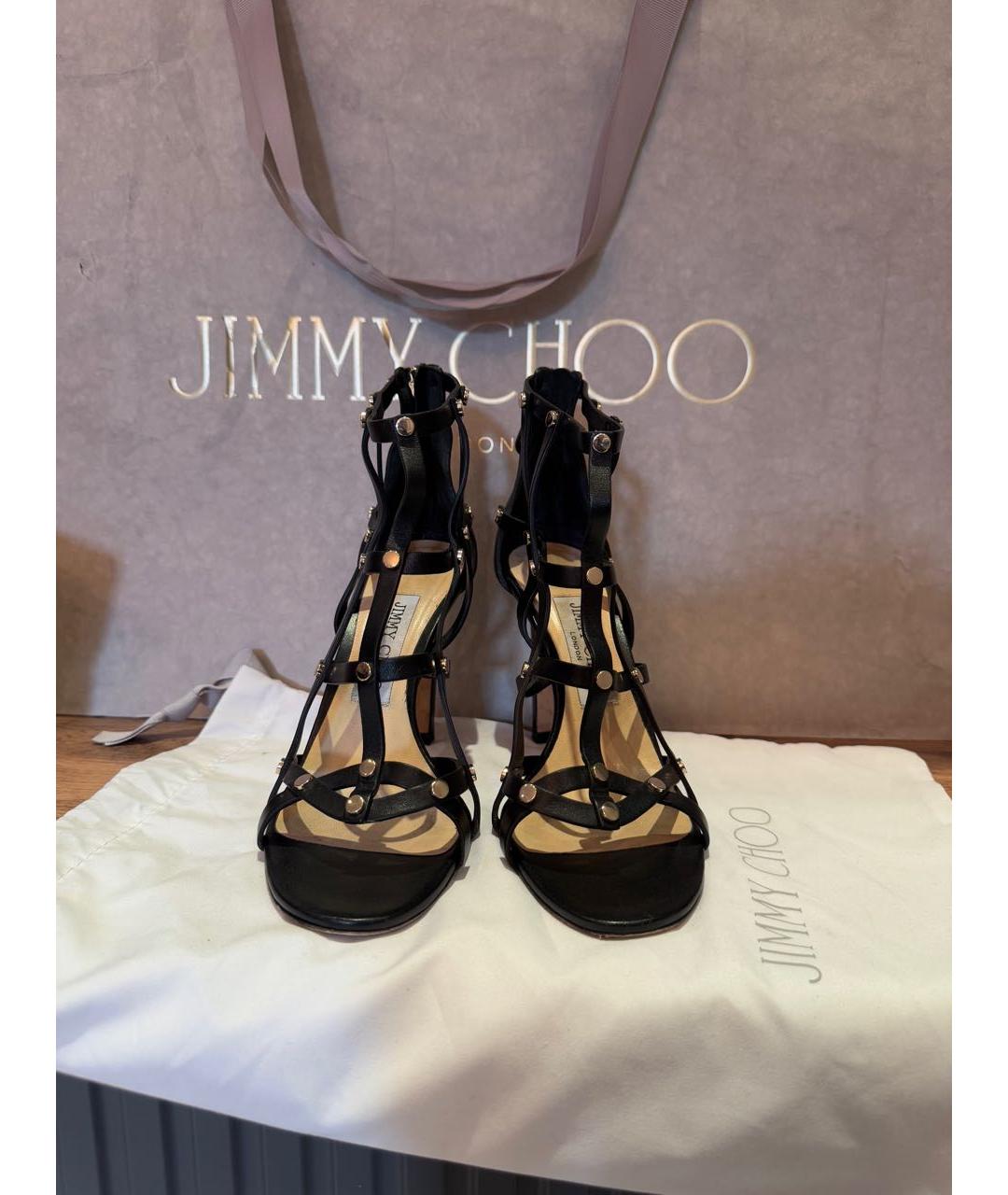 JIMMY CHOO Черные кожаные босоножки, фото 2