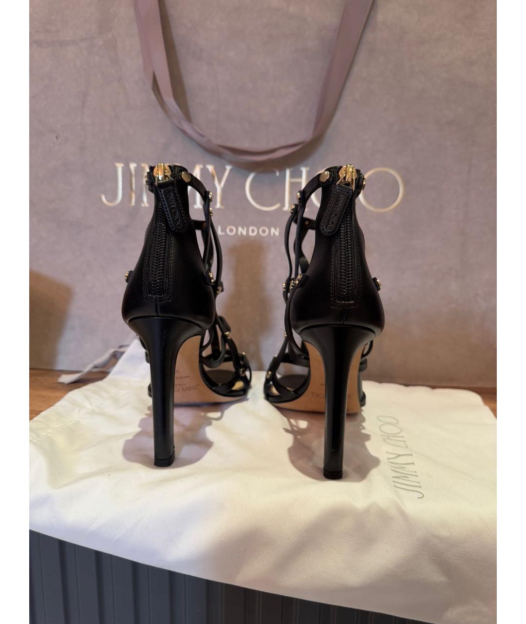 JIMMY CHOO Черные кожаные босоножки, фото 4