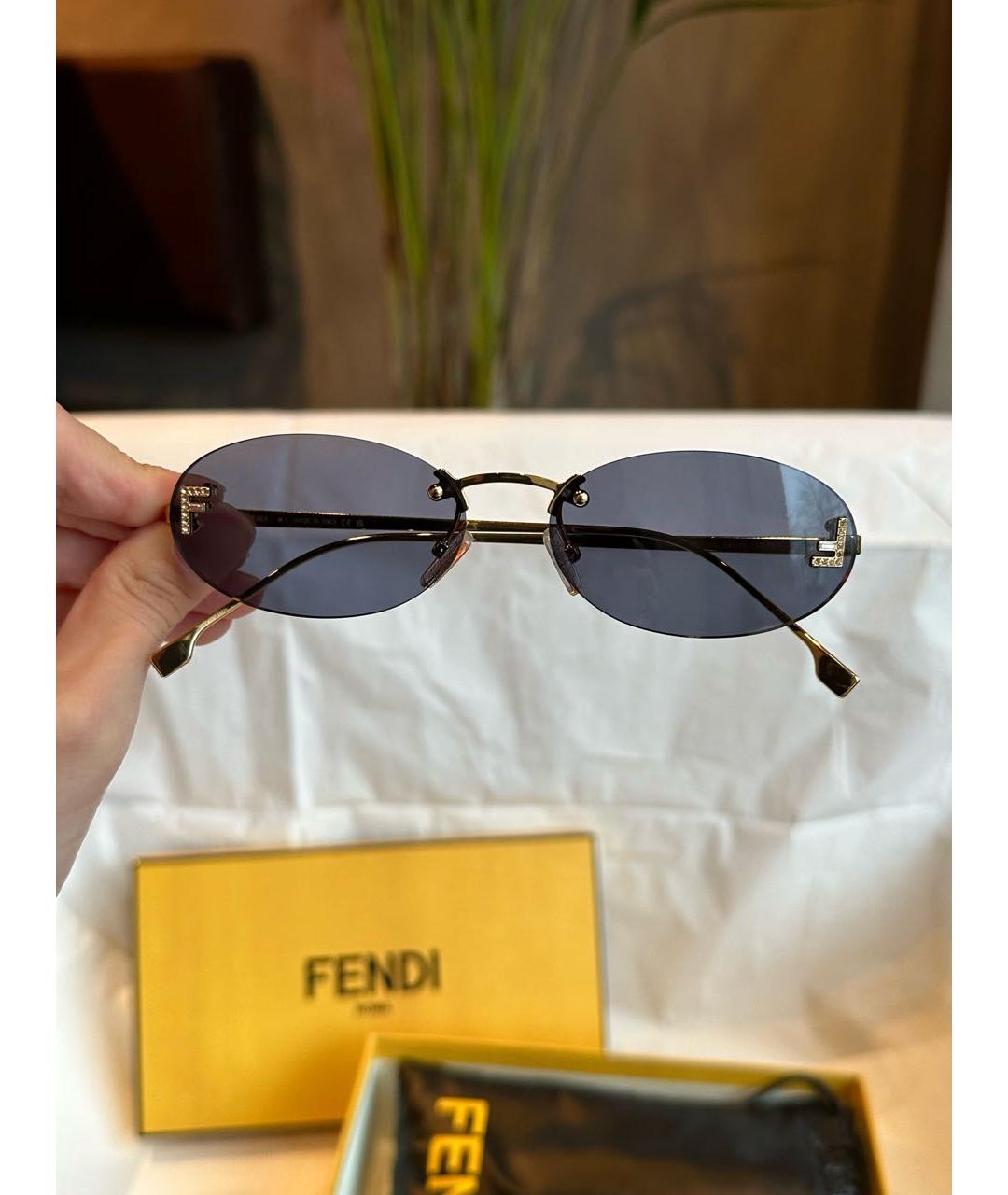 FENDI Синие металлические солнцезащитные очки, фото 2