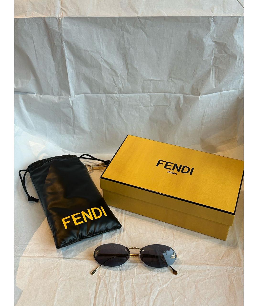 FENDI Синие металлические солнцезащитные очки, фото 3