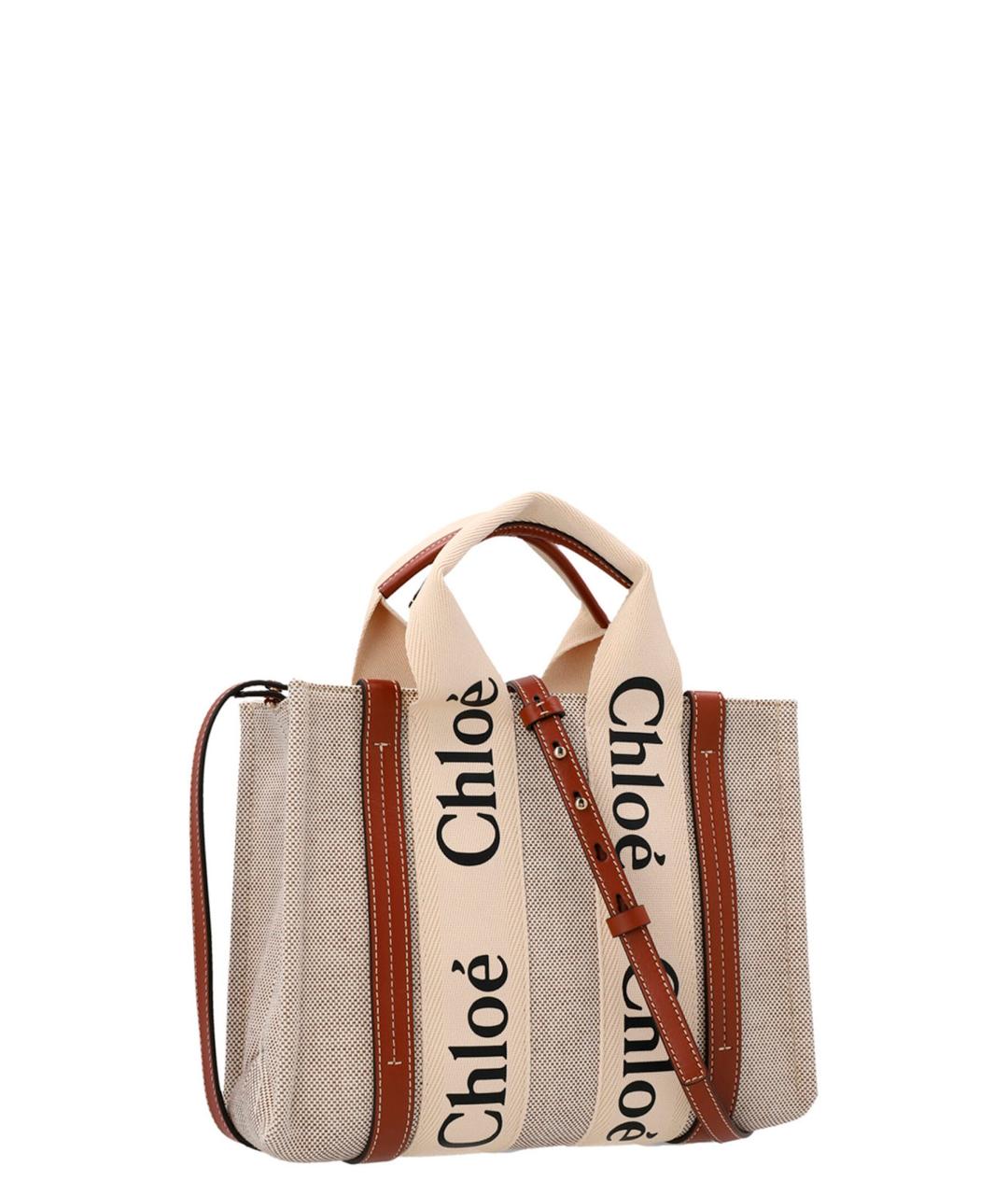 CHLOE Бежевая тканевая сумка тоут, фото 2