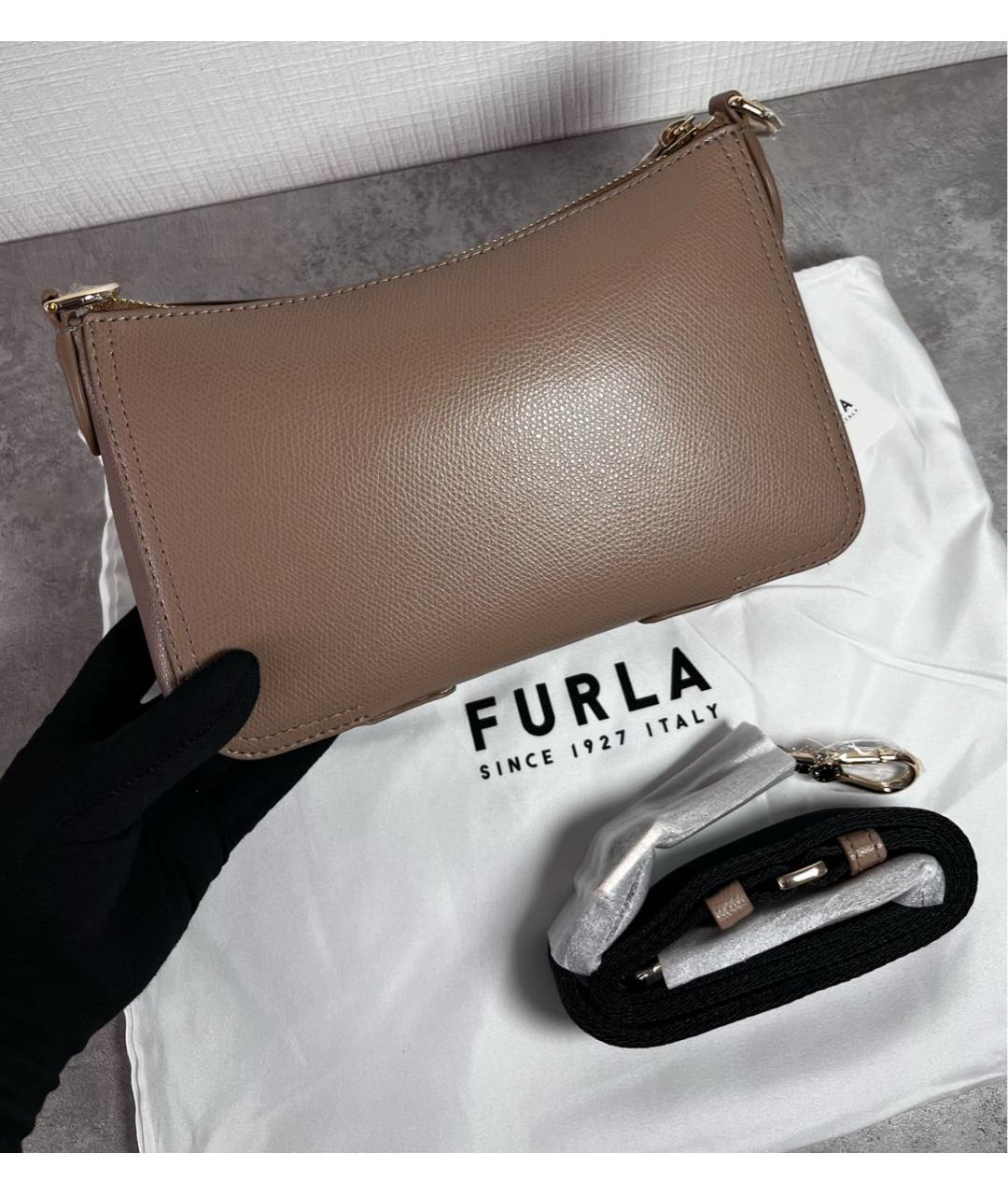 FURLA Коричневая кожаная сумка через плечо, фото 3