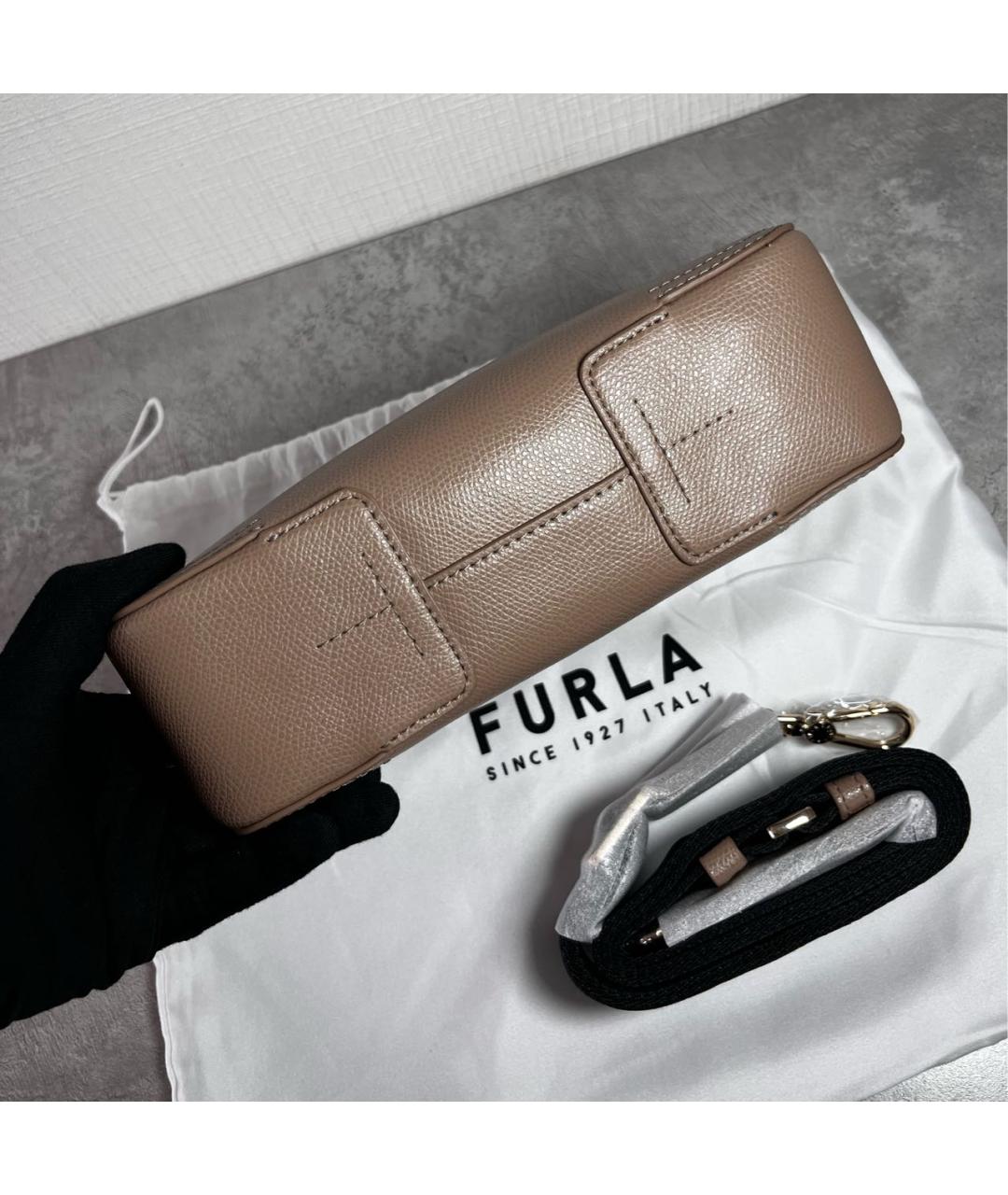 FURLA Коричневая кожаная сумка через плечо, фото 5