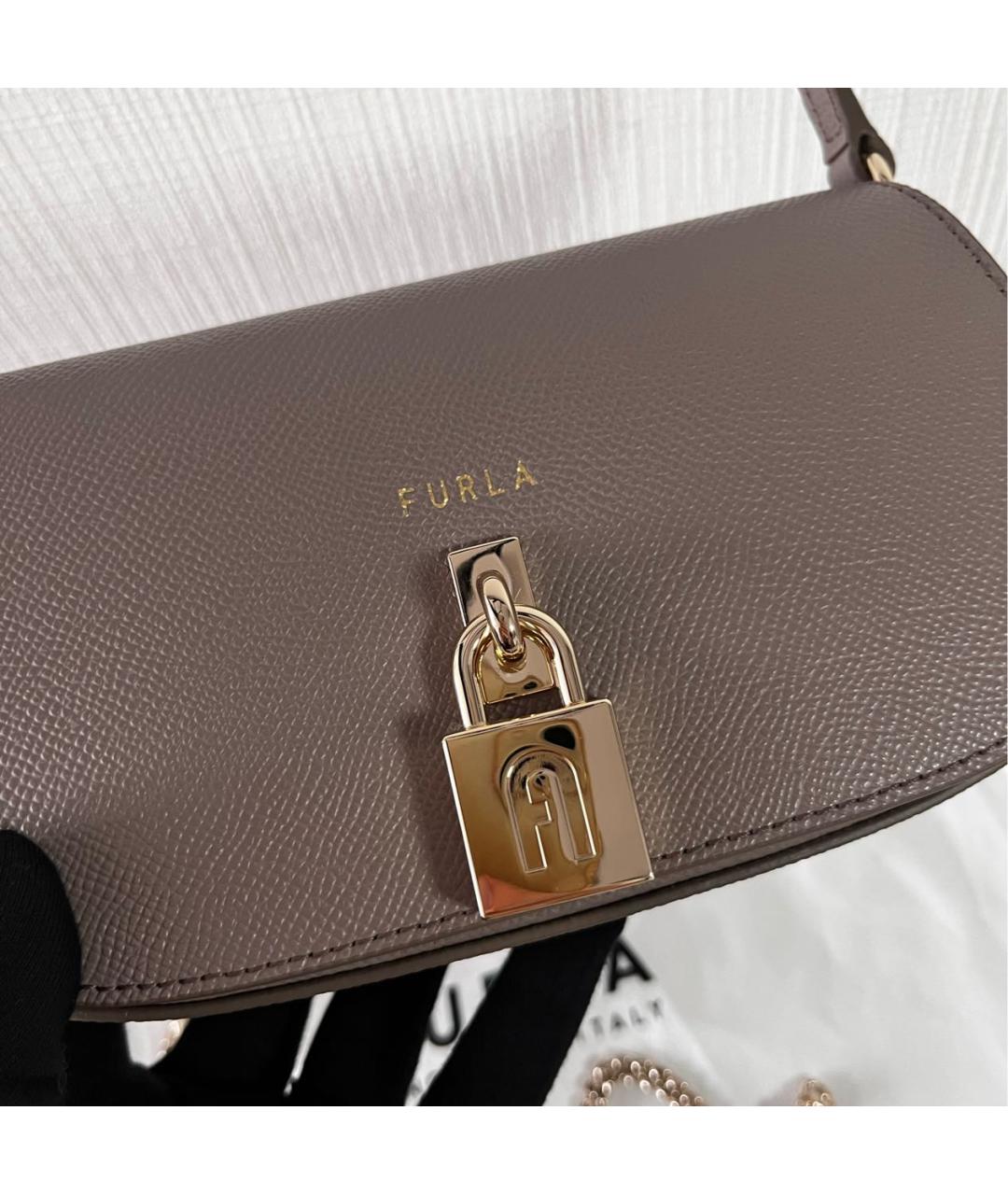 FURLA Коричневая кожаная сумка с короткими ручками, фото 6