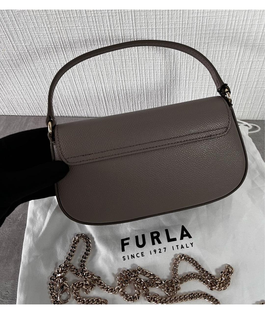 FURLA Коричневая кожаная сумка с короткими ручками, фото 3