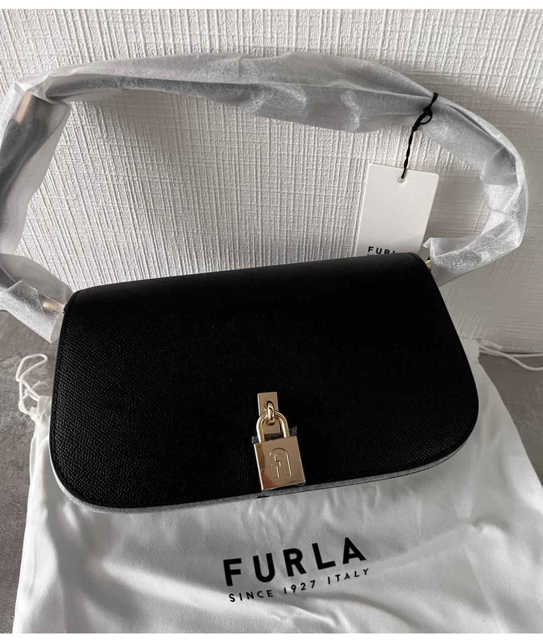 FURLA Черная кожаная сумка через плечо, фото 2