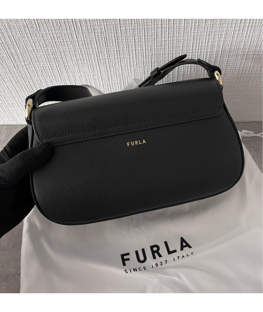 FURLA Черная кожаная сумка через плечо, фото 4