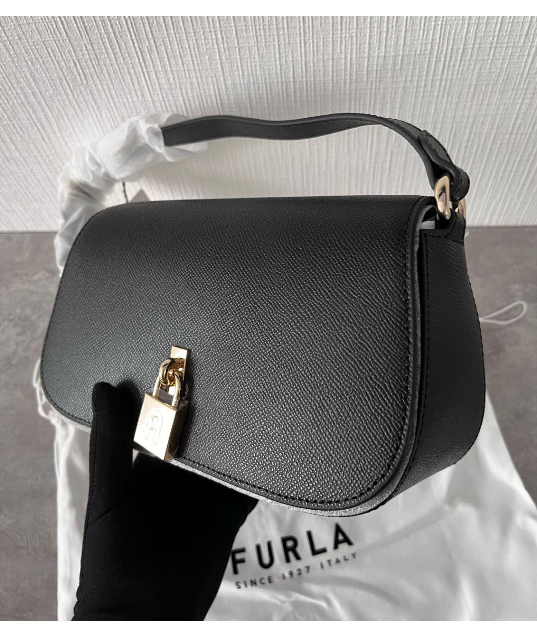 FURLA Черная кожаная сумка через плечо, фото 8