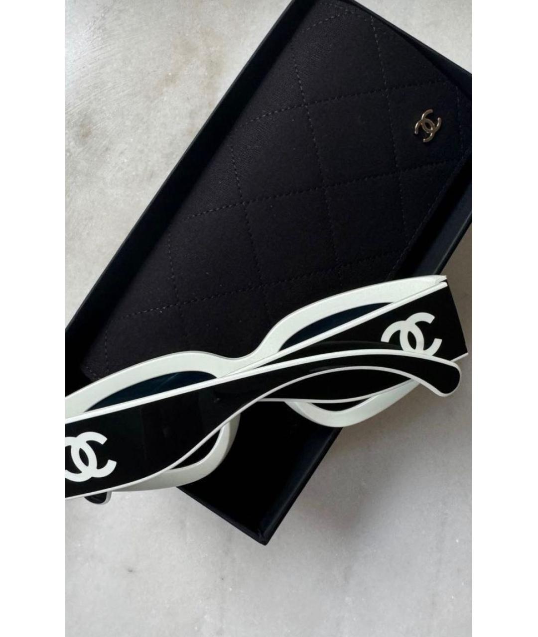 CHANEL Белые пластиковые солнцезащитные очки, фото 2
