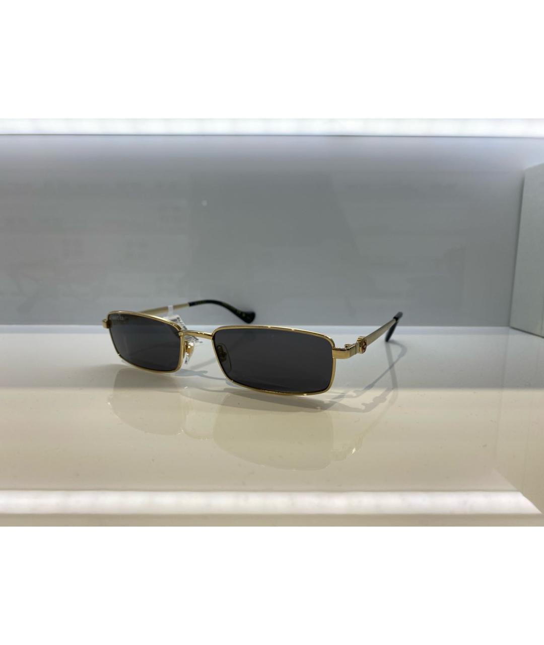 GUCCI Золотые металлические солнцезащитные очки, фото 2