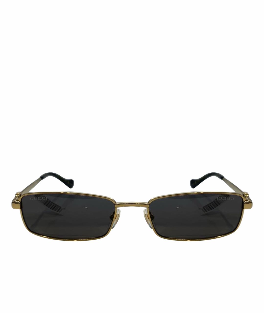 GUCCI Золотые металлические солнцезащитные очки, фото 1