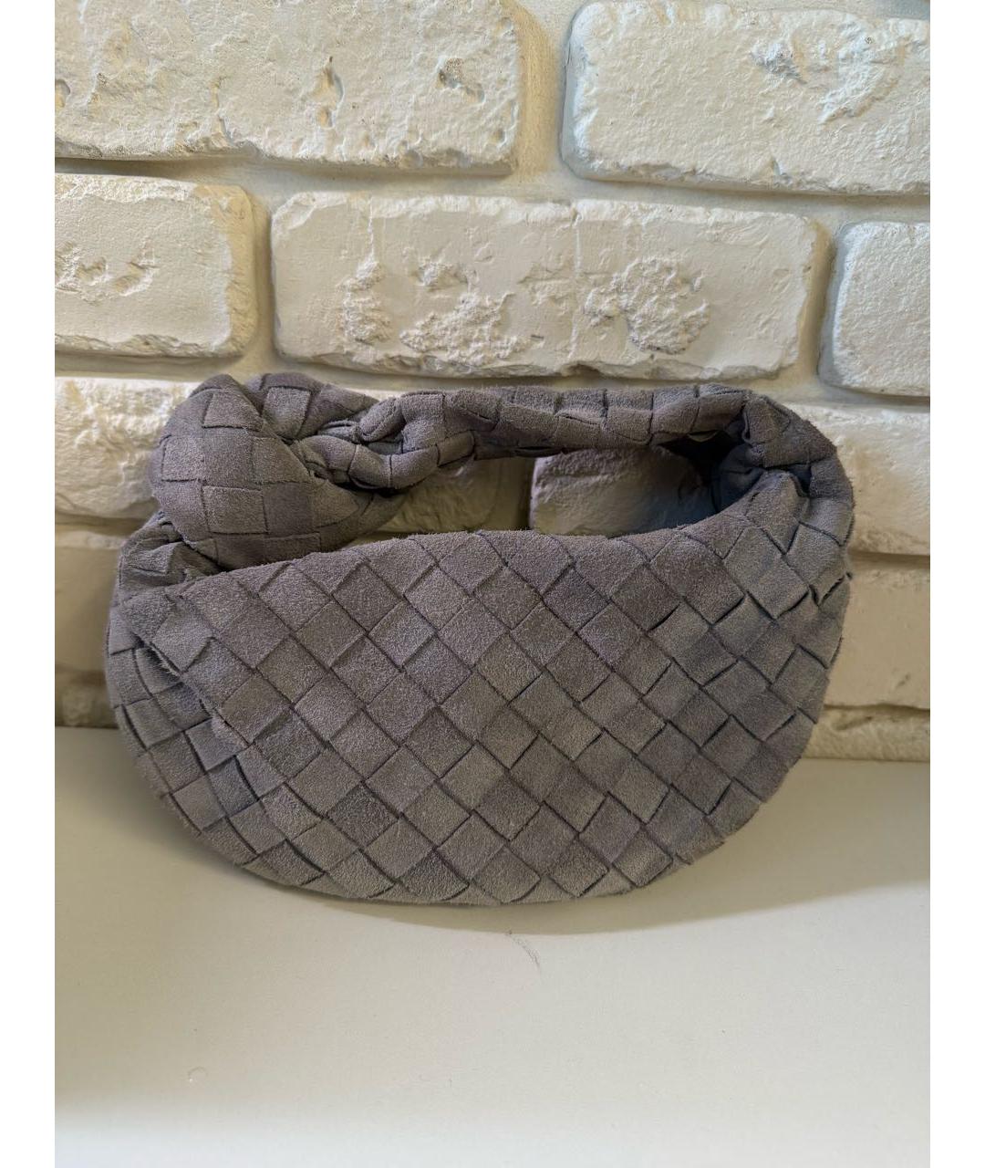 BOTTEGA VENETA Серая замшевая сумка с короткими ручками, фото 2