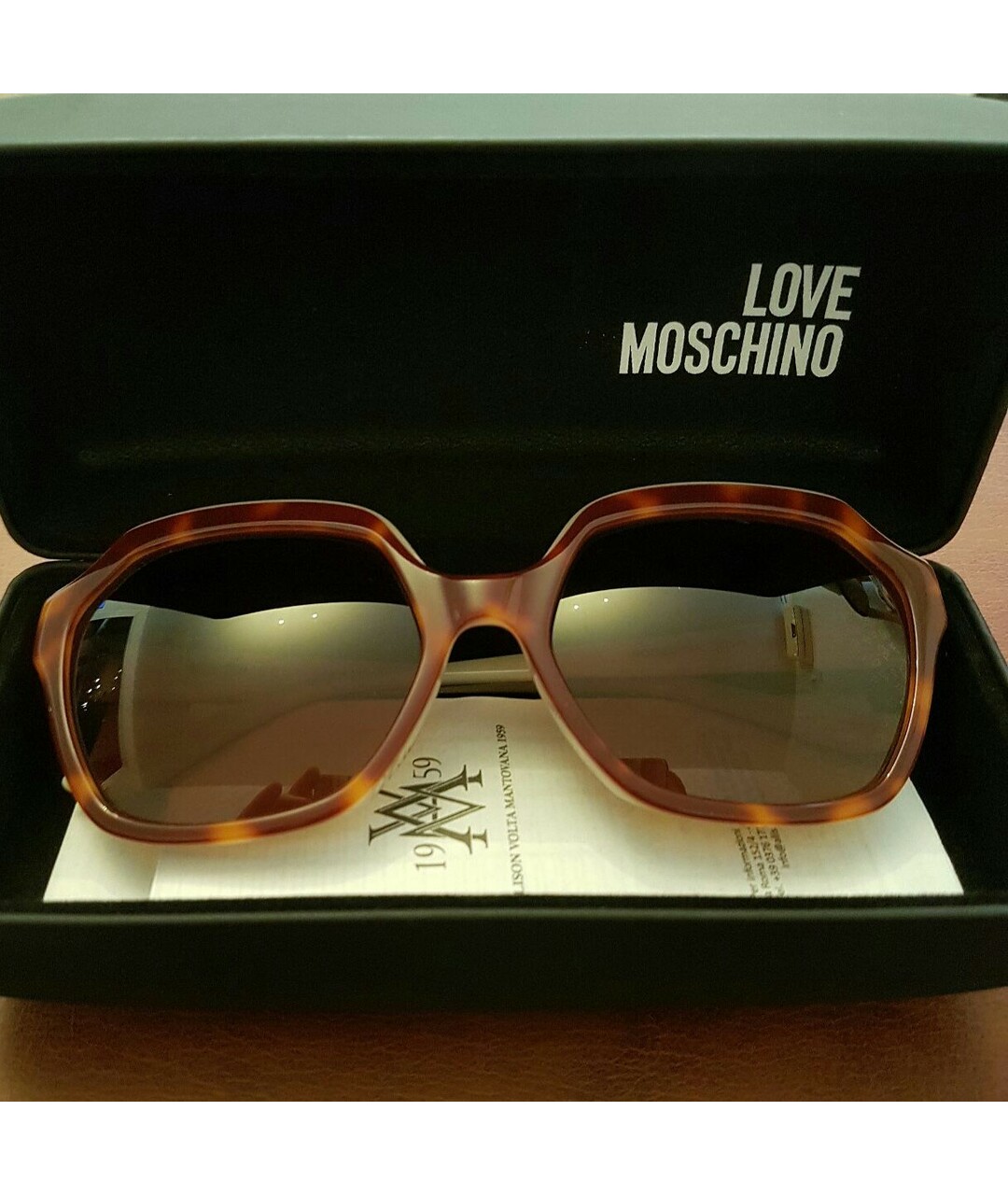 LOVE MOSCHINO Коричневые пластиковые солнцезащитные очки, фото 3