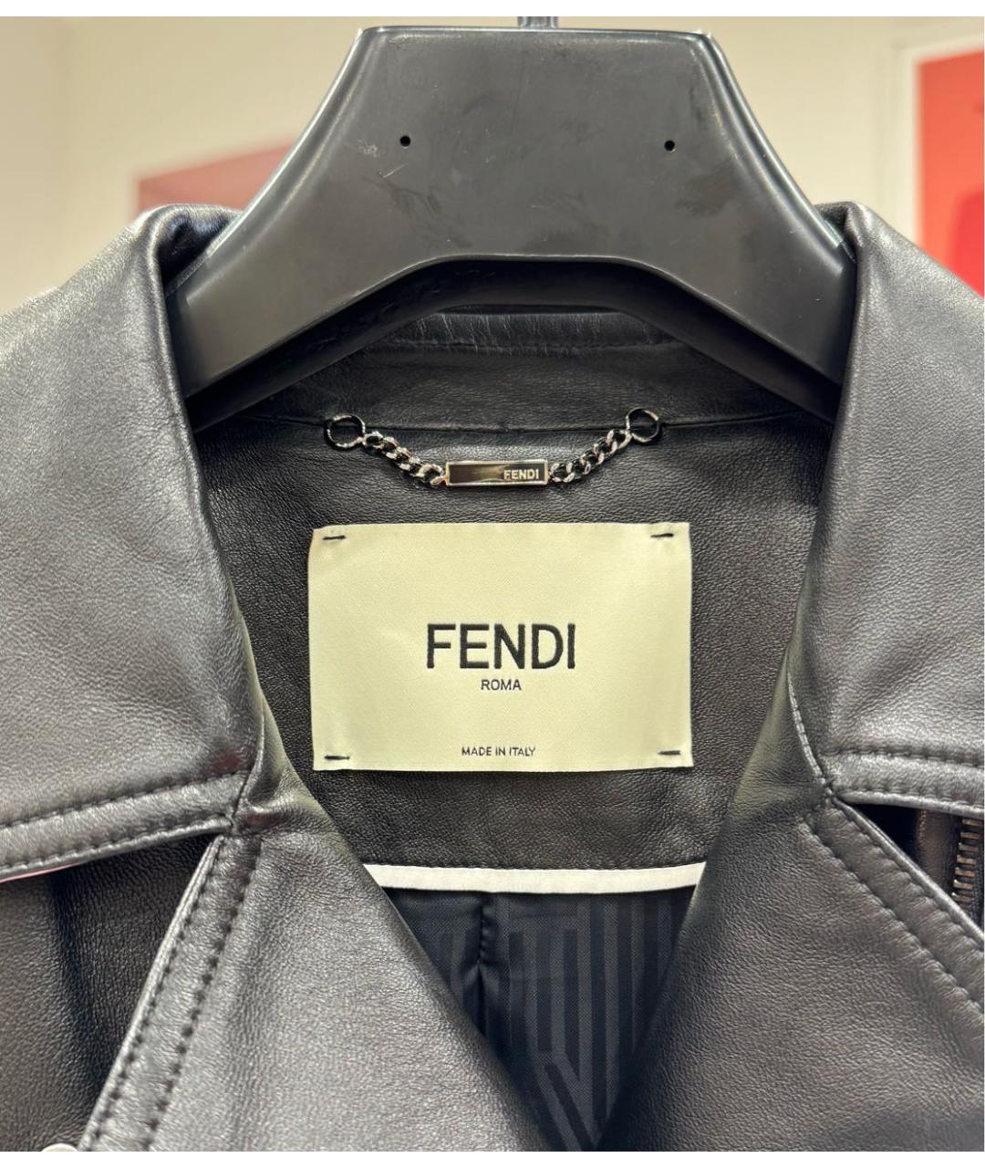 FENDI Черная кожаная куртка, фото 4