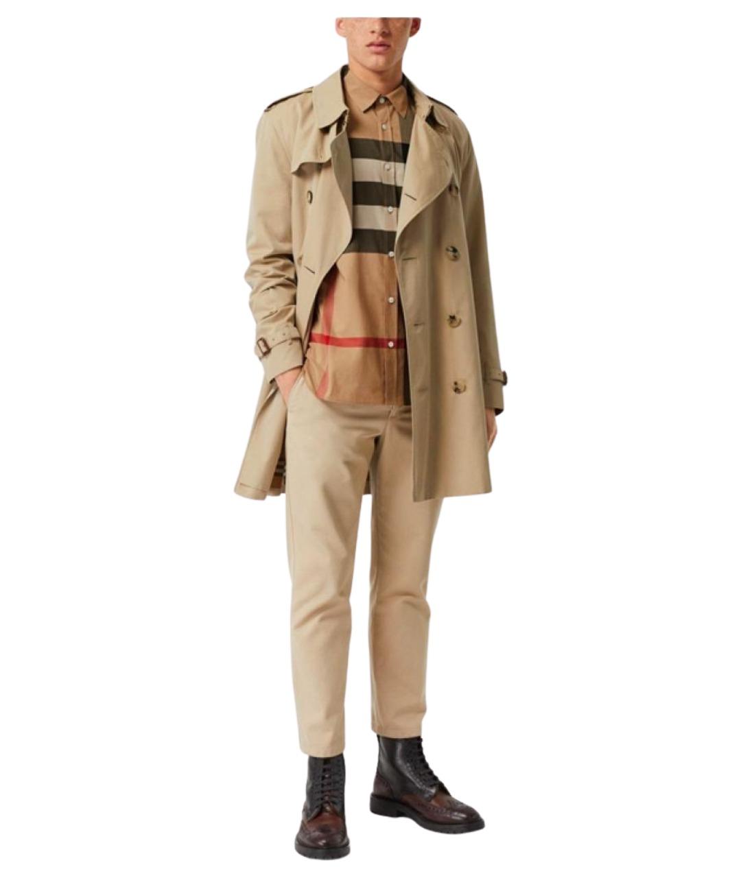 BURBERRY Бежевая хлопковая кэжуал рубашка, фото 3