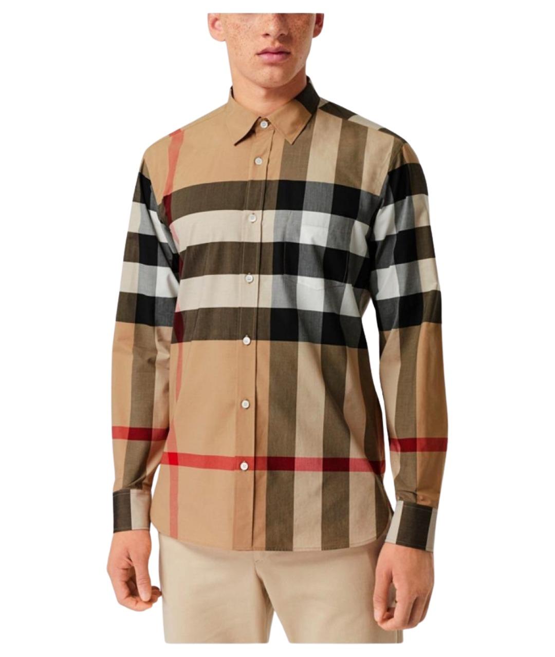 BURBERRY Бежевая хлопковая кэжуал рубашка, фото 4