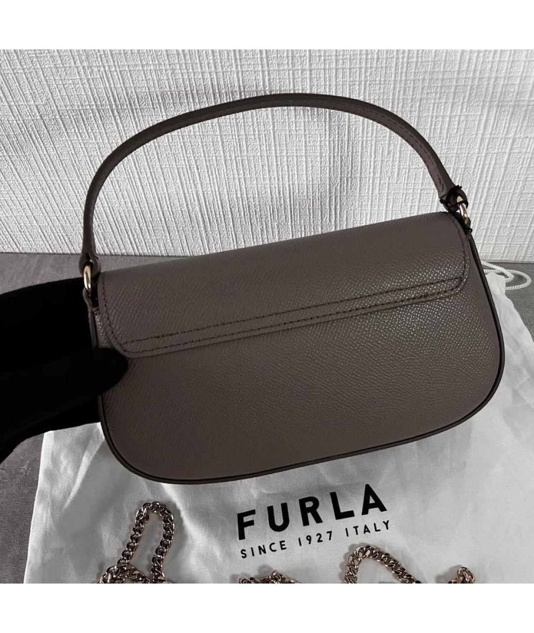 FURLA Коричневая кожаная сумка с короткими ручками, фото 3