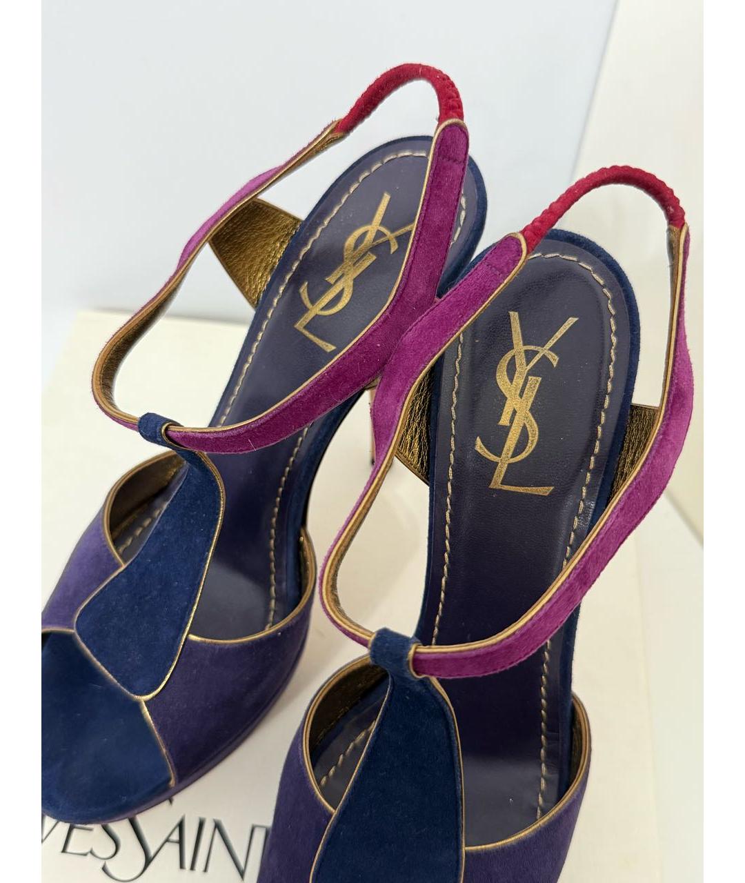 SAINT LAURENT Мульти замшевые босоножки, фото 3