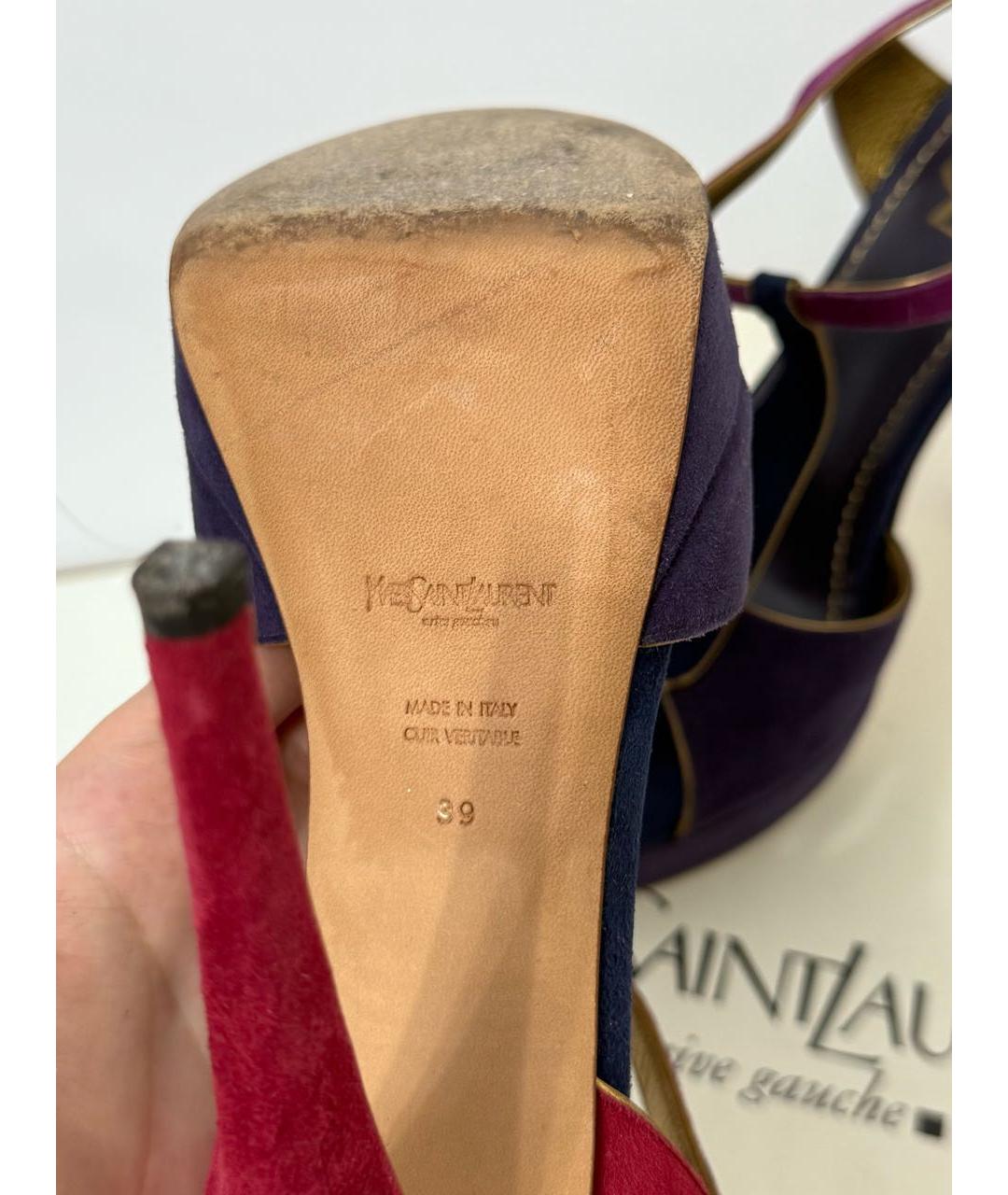 SAINT LAURENT Мульти замшевые босоножки, фото 6