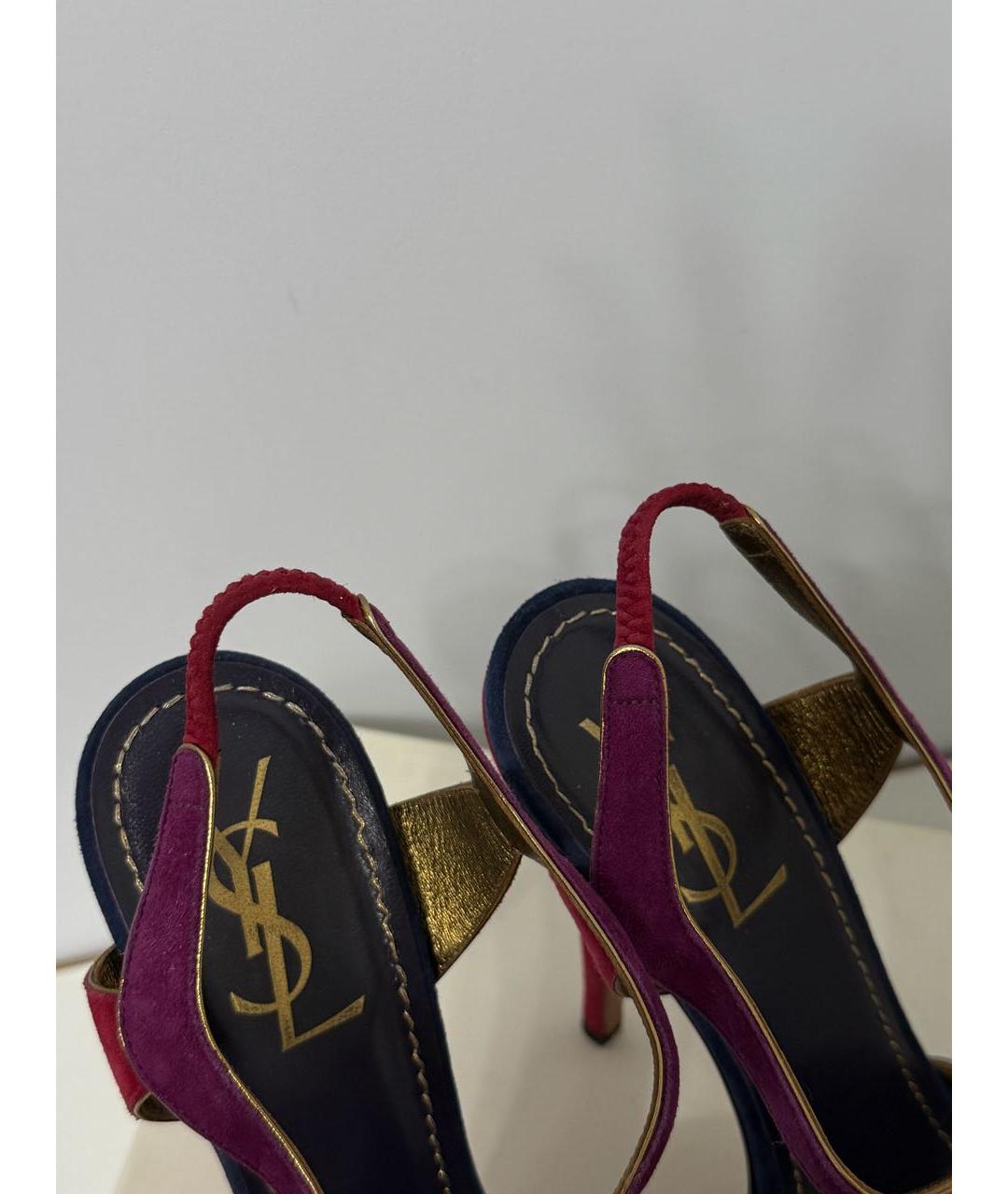 SAINT LAURENT Мульти замшевые босоножки, фото 5