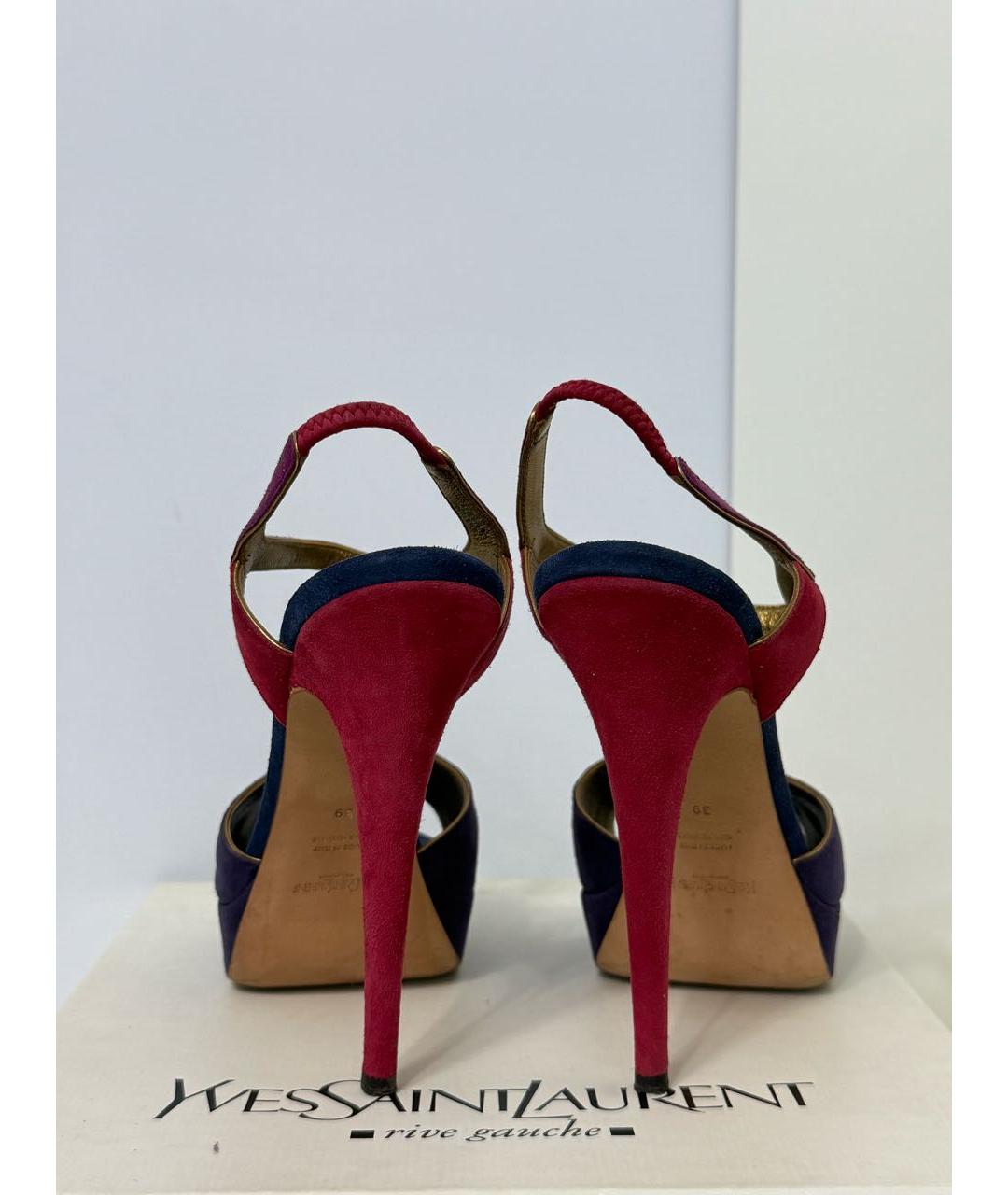 SAINT LAURENT Мульти замшевые босоножки, фото 4