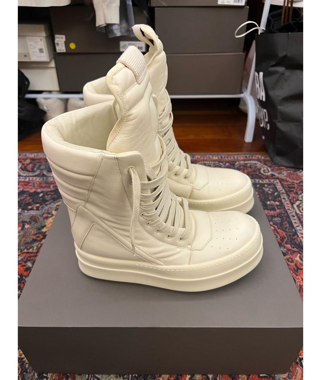 RICK OWENS Белые высокие кроссовки / кеды, фото 2