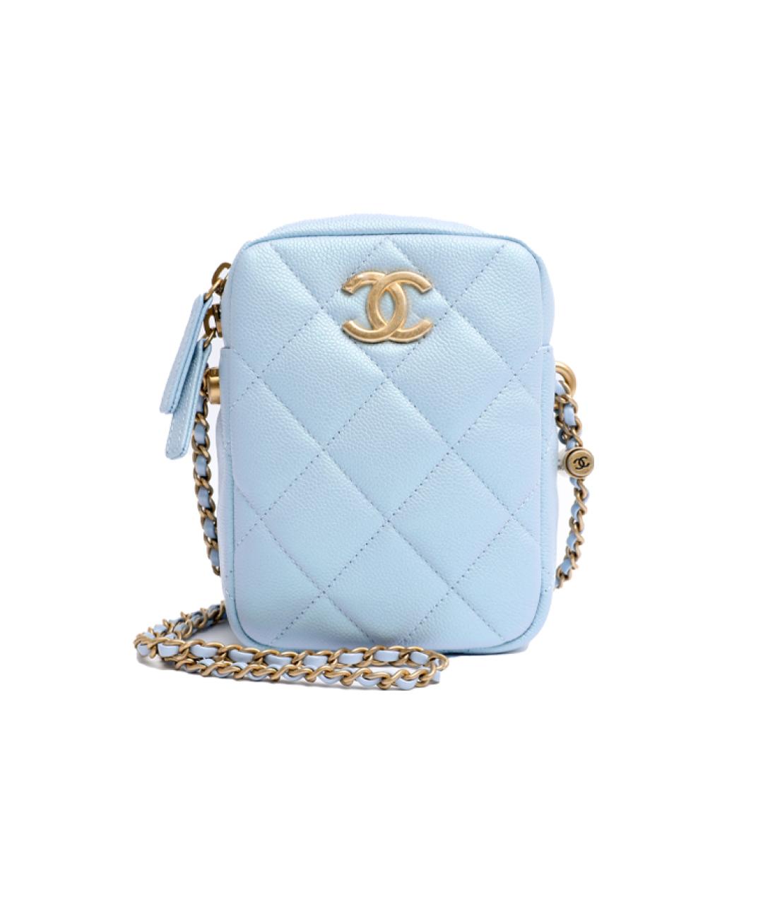 CHANEL Голубая кожаная сумка через плечо, фото 1