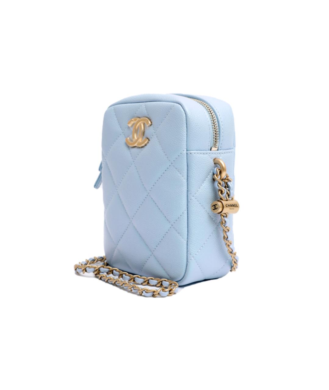 CHANEL Голубая кожаная сумка через плечо, фото 3