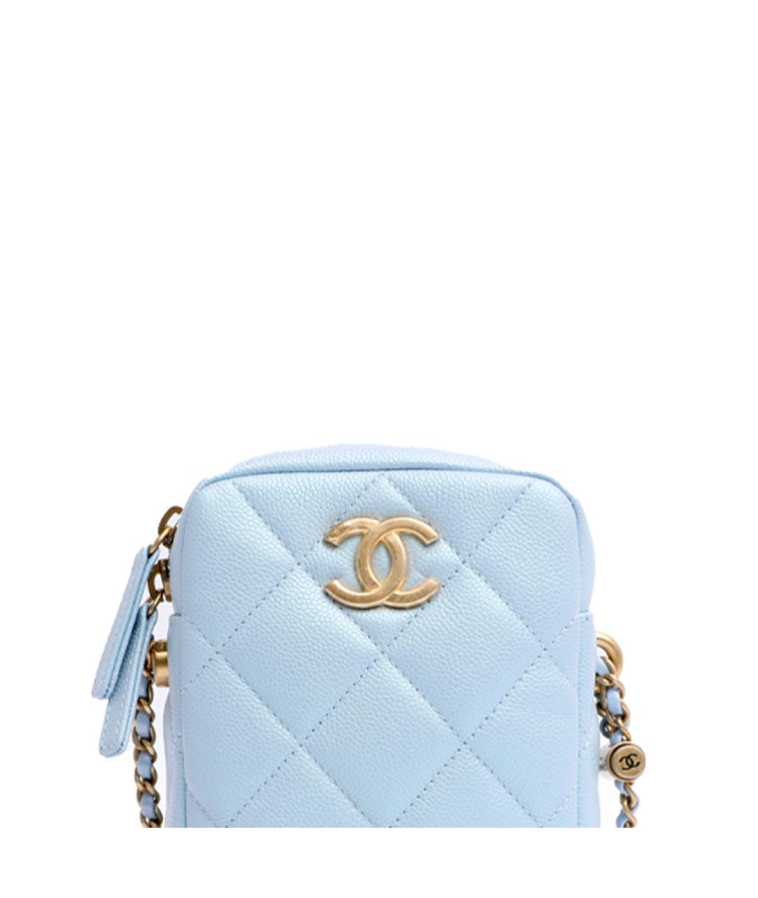 CHANEL Голубая кожаная сумка через плечо, фото 6