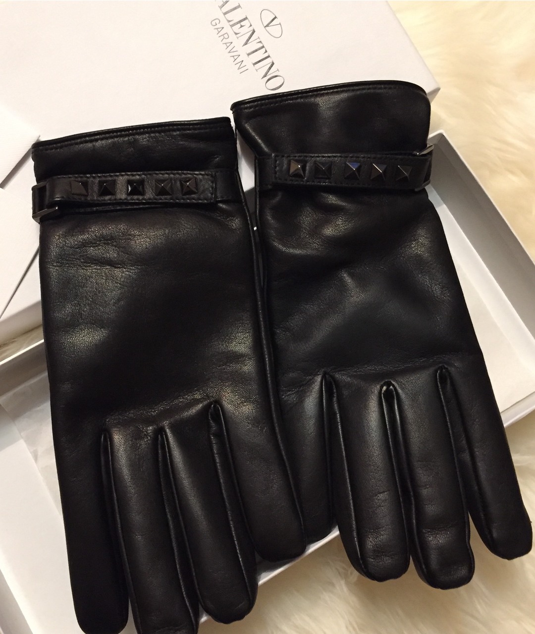 VALENTINO Черные кожаные перчатки, фото 8