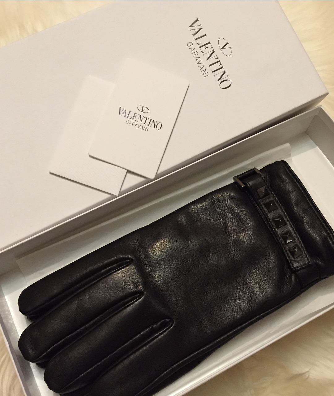 VALENTINO Черные кожаные перчатки, фото 5