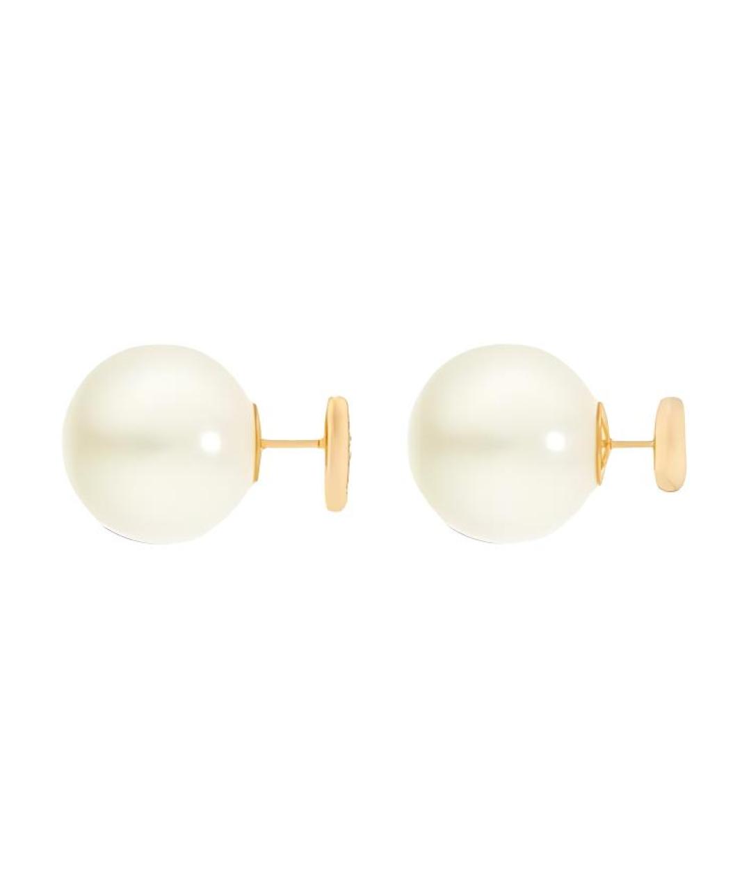 CHRISTIAN DIOR Белые металлические серьги, фото 3