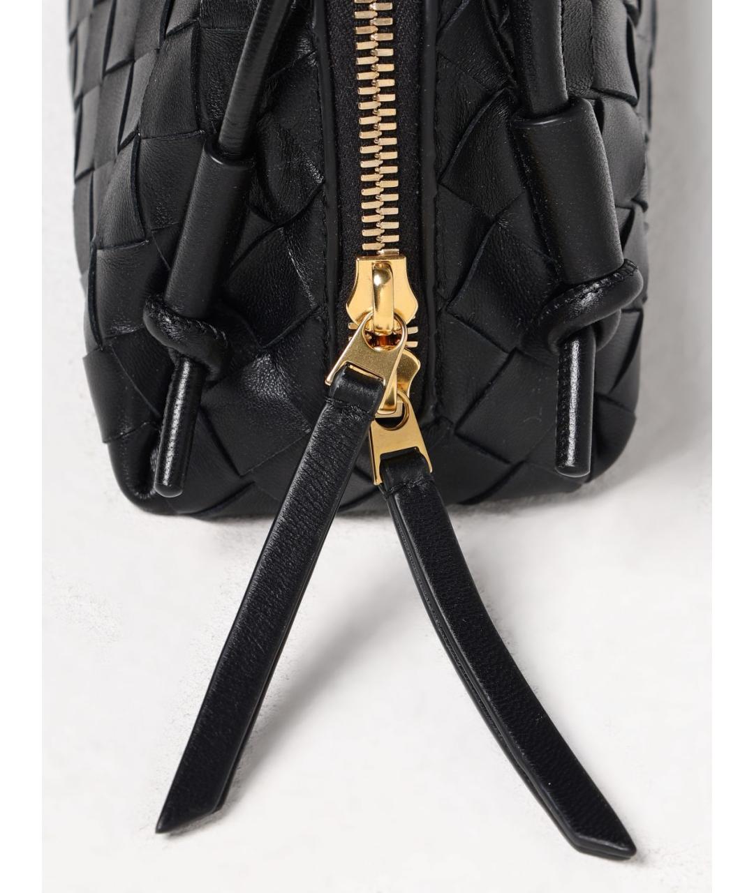 BOTTEGA VENETA Черная кожаная сумка через плечо, фото 3
