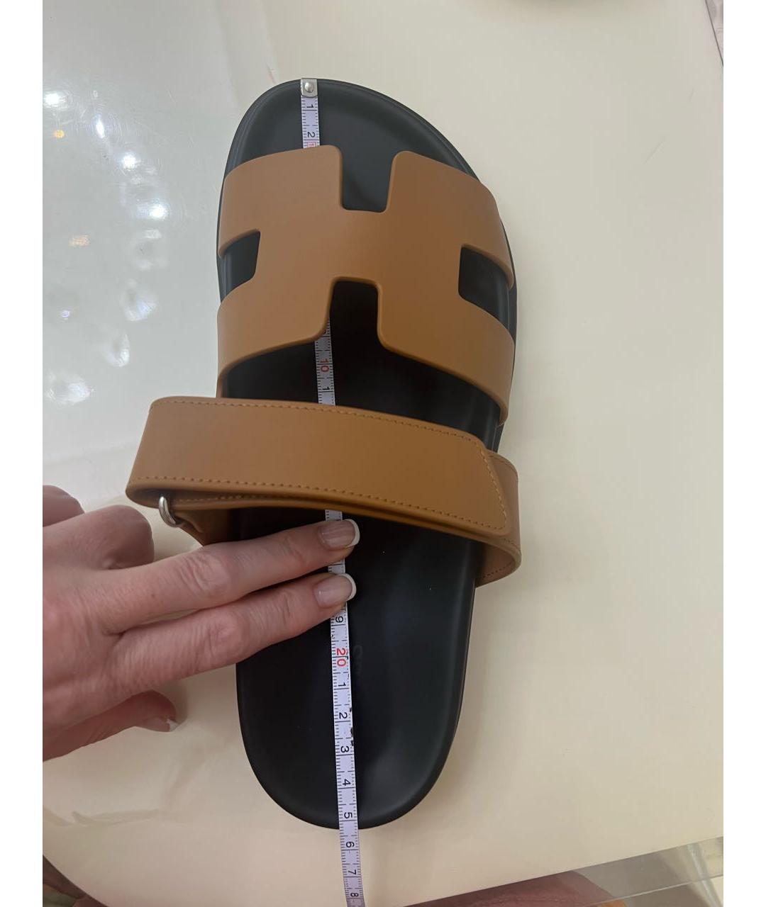 HERMES Коричневые кожаные сандалии, фото 3