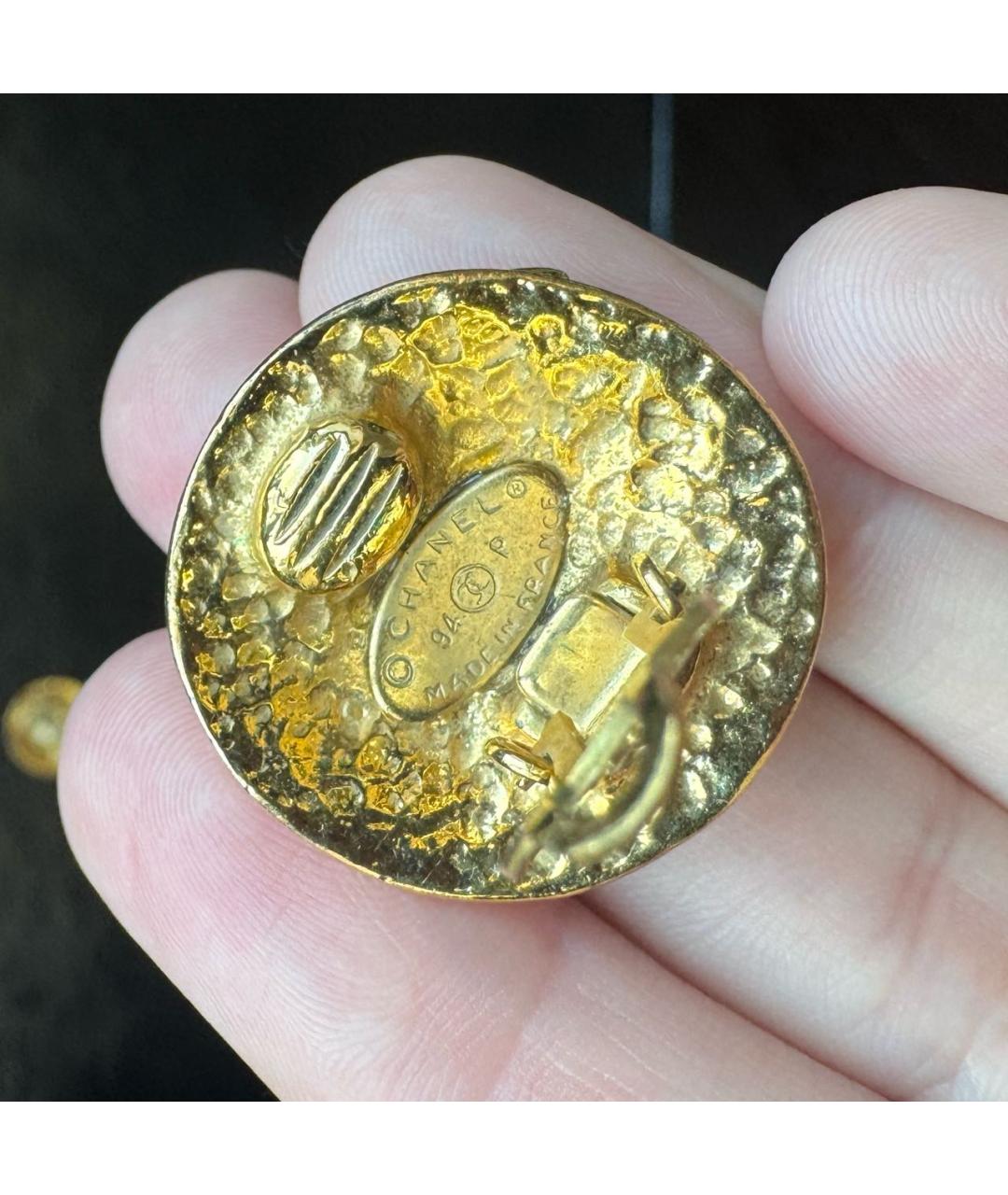 CHANEL Золотые металлические серьги, фото 3