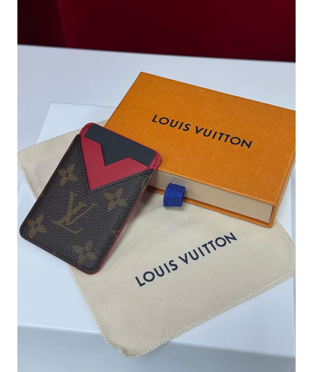 LOUIS VUITTON Красный кожаный кардхолдер, фото 5