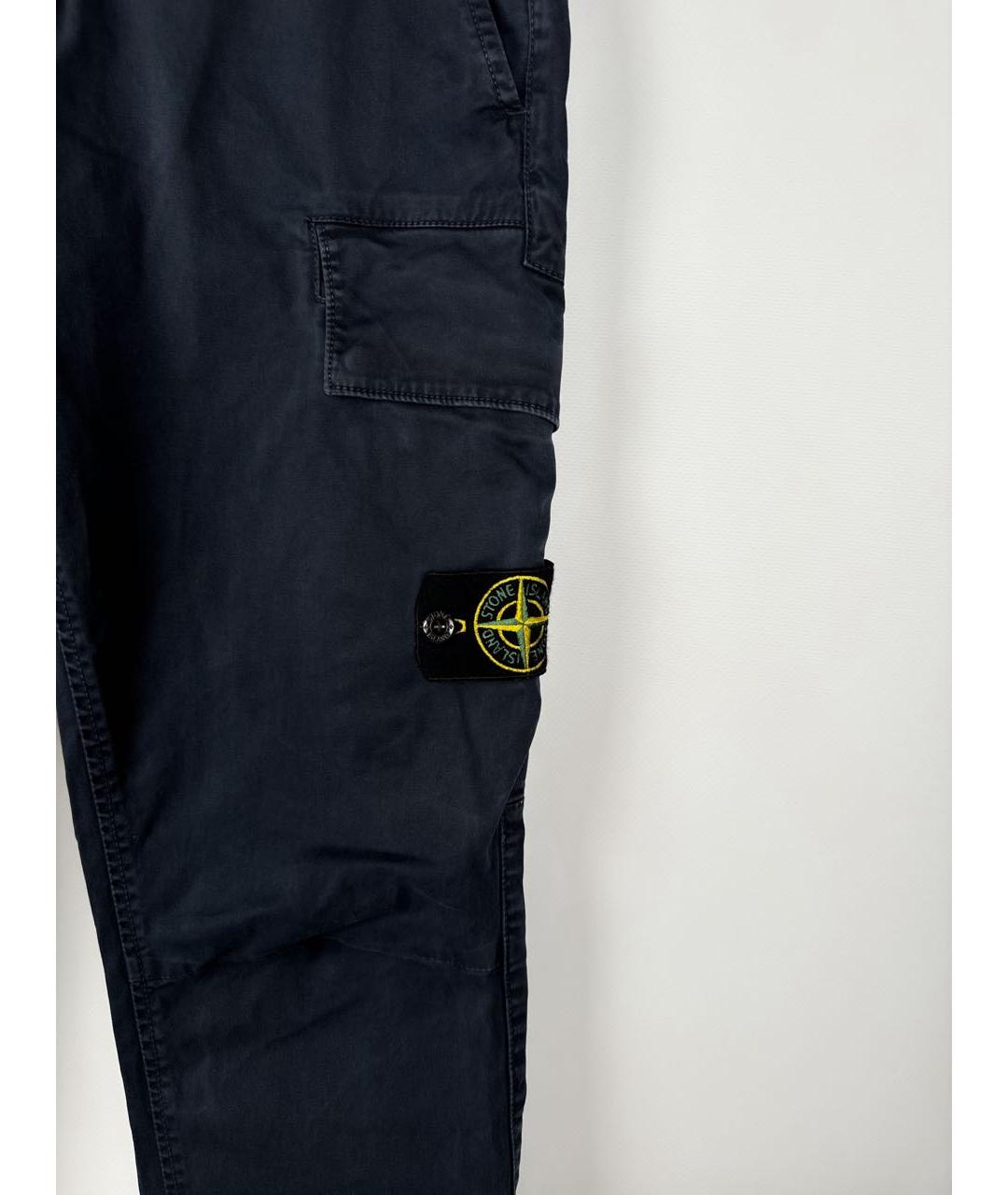 STONE ISLAND Темно-синие хлопковые повседневные брюки, фото 4