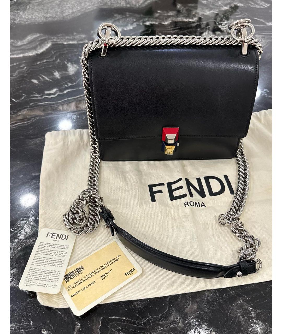 FENDI Черная кожаная сумка через плечо, фото 2