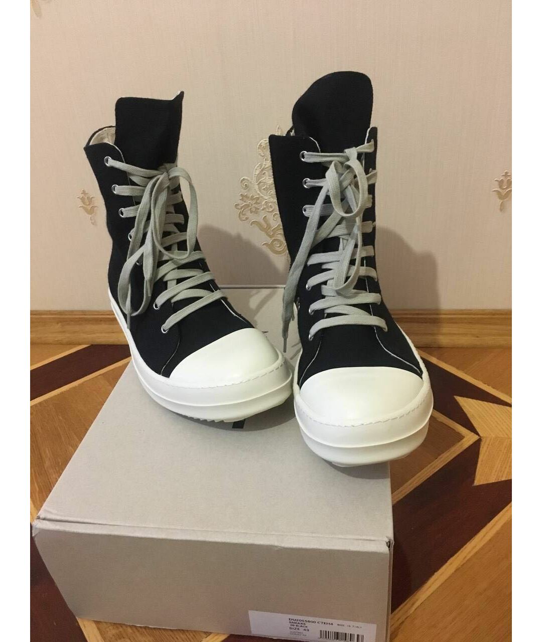 RICK OWENS DRKSHDW Черные высокие кроссовки / кеды, фото 5