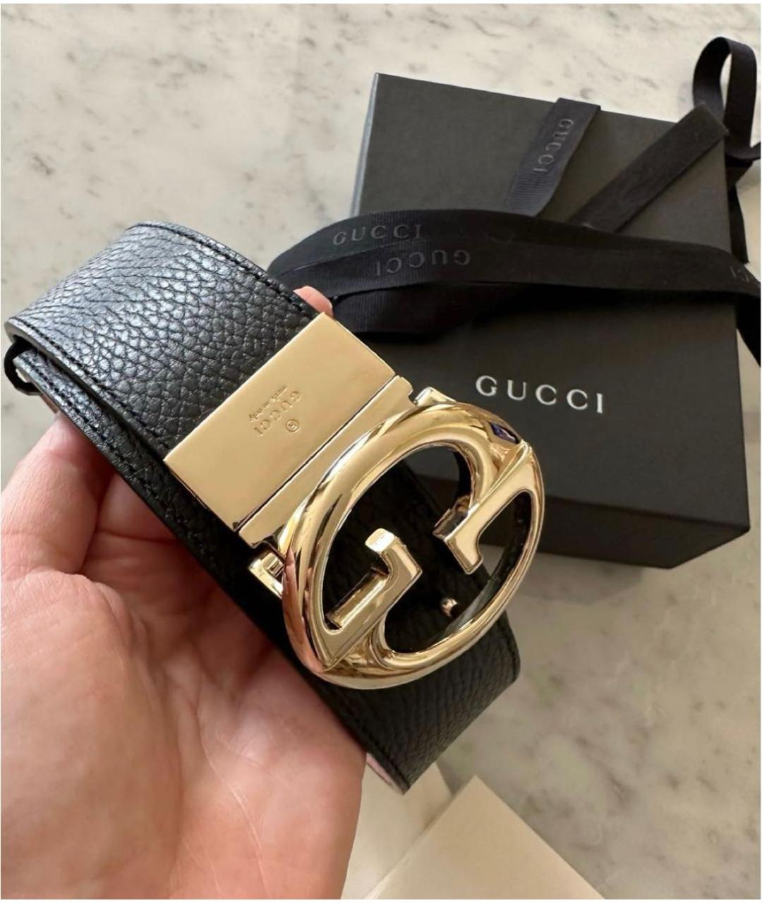 GUCCI Черный кожаный ремень, фото 3