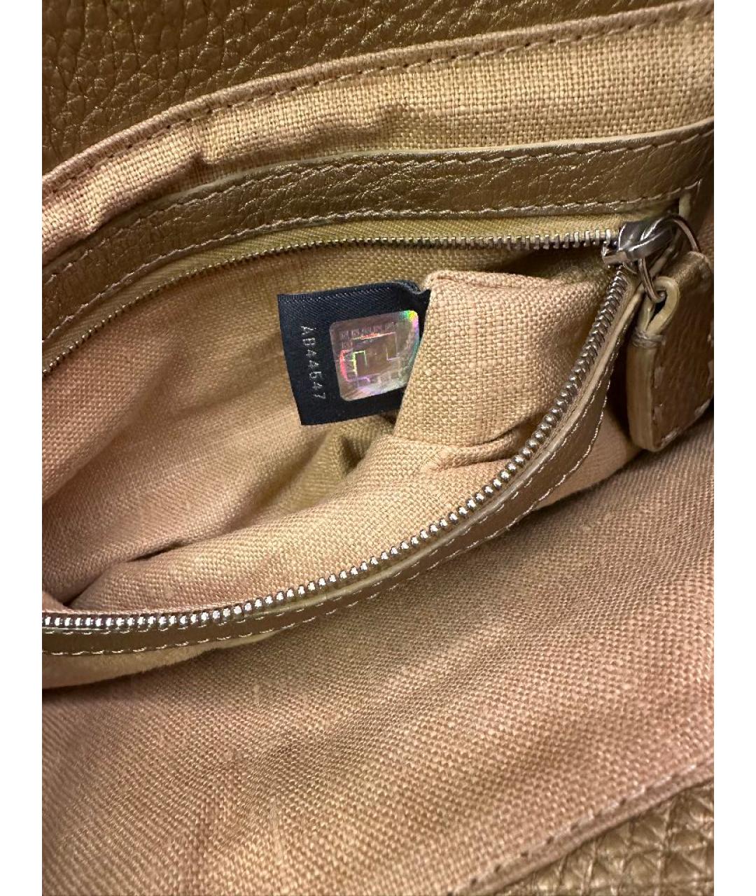 FENDI Золотая кожаная сумка тоут, фото 7