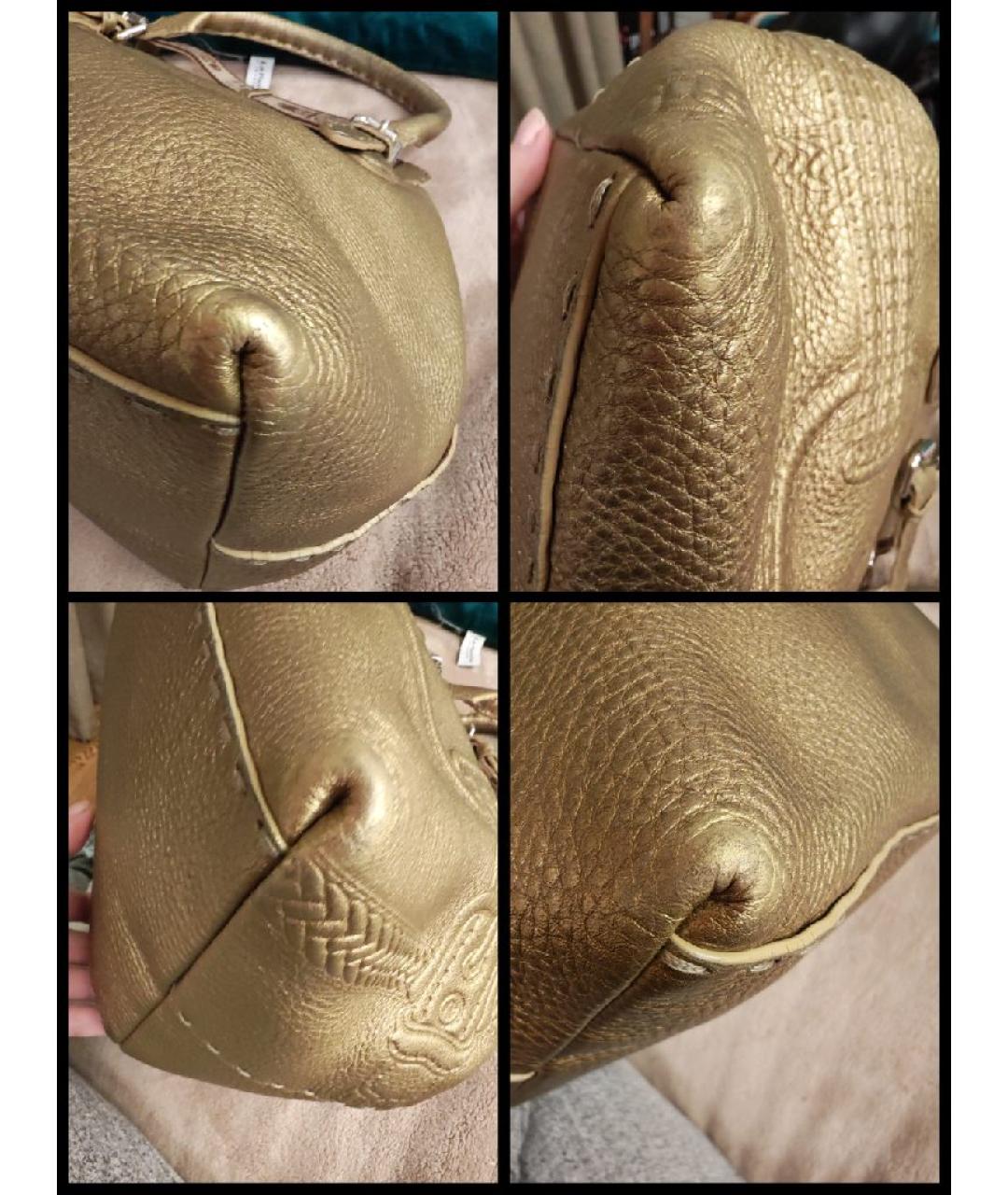 FENDI Золотая кожаная сумка тоут, фото 9