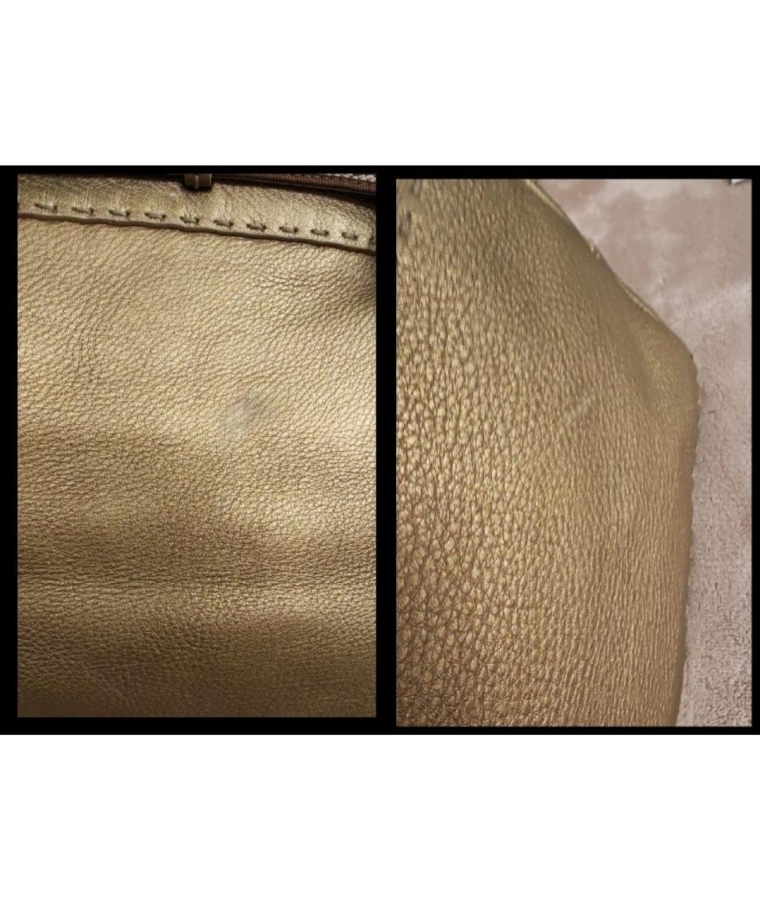 FENDI Золотая кожаная сумка тоут, фото 5