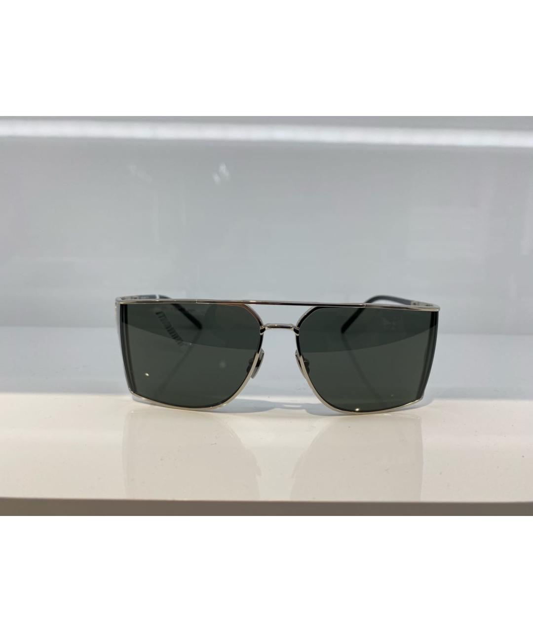 SAINT LAURENT Серебряные металлические солнцезащитные очки, фото 3