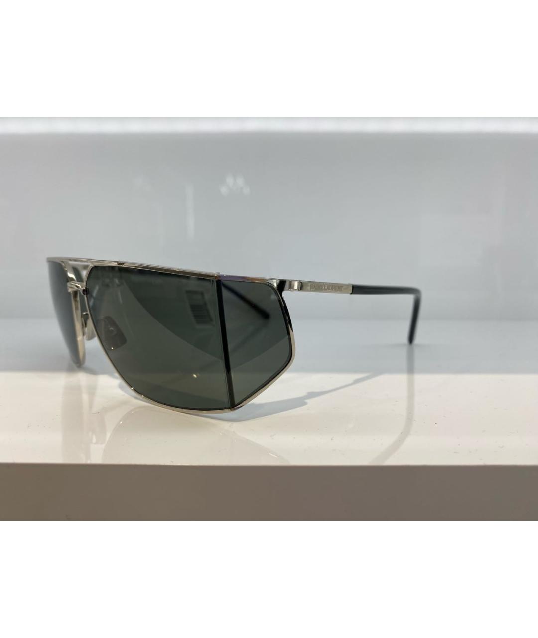 SAINT LAURENT Серебряные металлические солнцезащитные очки, фото 2