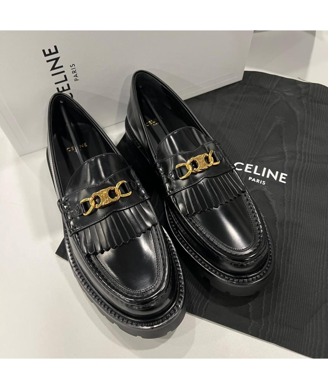 CELINE Черные кожаные лоферы, фото 5