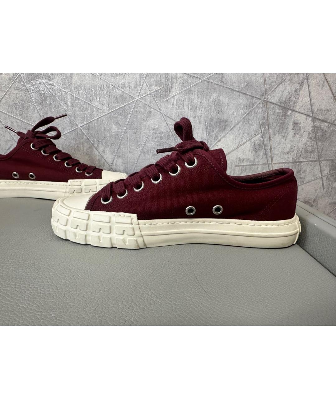 PRADA Бордовые текстильные кеды, фото 5