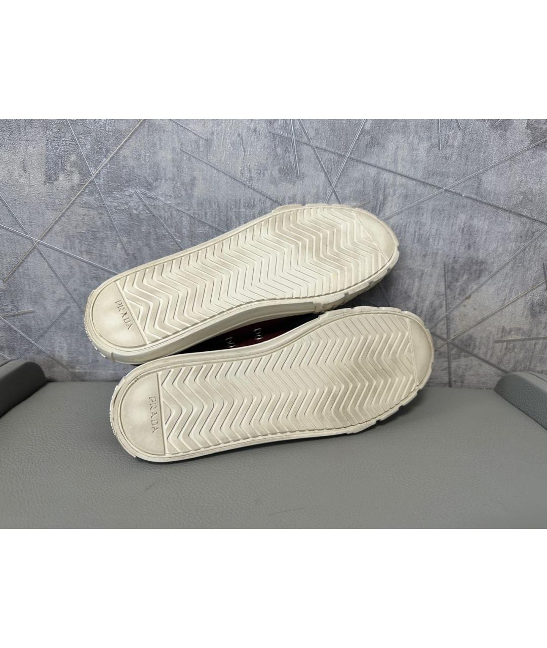 PRADA Бордовые текстильные кеды, фото 7